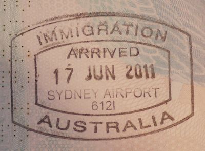 Australia - Immigration - entry stamp - 17 Jun 11